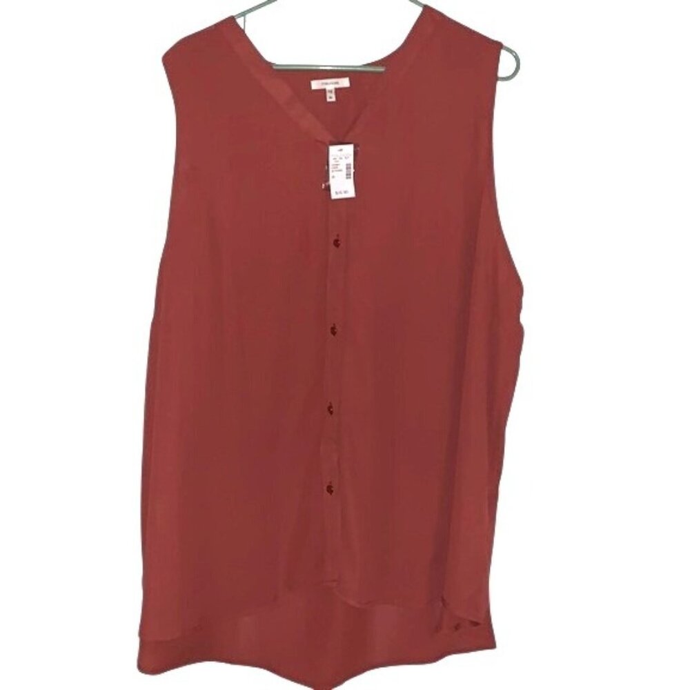 Maurices Womens Sleeveless Button-Front Rust Top Size 3X 100% Polyester